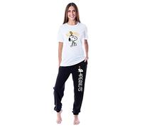 INTIMO Peanuts Womens' Snoopy Woodstock All Smiles Sleep Jogger Pajama Set, Multicolored, M