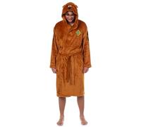 INTIMO Scooby-Doo Robe Men's Character Embroidered 3D Design Hooded Bathrobe For Adults, Brown, S-M