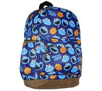 INTIMO Sesame Street Cookie Monster Backpack -School Book Bag with Laptop Tech Sleeve Travel Daypack