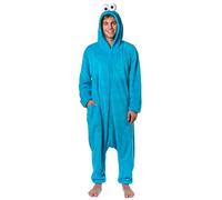 INTIMO Sesame Street Unisex Costume Union Suit One Piece Pajama Outfit, Adult Cookie Monster, L-XL