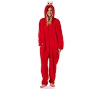 INTIMO Sesame Street Unisex Costume Union Suit One Piece Pajama Outfit, Adult Elmo, L-XL