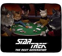 INTIMO Star Trek The Next Generation TNG Cat Characters Playing Cards Fleece Plush Throw Blanket 60" x 48" (152cm x 122cm)