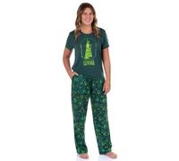 INTIMO Wicked Pajamas Women's Elphaba Destined To Fly Shirt and Pants Pajama Set For Adults, Green, XS