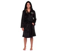INTIMO Wicked Robe Women's Elphaba and Glinda Wand Broom Charm Bathrobe For Adults, Black, XXS/XS