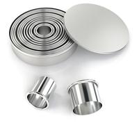 INTIRILIFE 12-piece cookie cutter set in silver with storage box -2.2 cm to 10.8 cm- Cutter rings round made of stainless steel for biscuits Cookie biscuit pastry baking tin biscuit cutter food