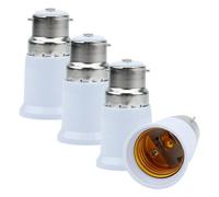 Intirilife 4x Bulb Socket Adapter B22 to E27 WHITE 4 Piece Set Reformation Converter Lamp Carrier Light Bulbs LED Halogen Energy Saving Lamp