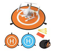 Intirilife 5-piece set with drone landing pad and accessories helicopter launch pad made of nylon in orange - blue with a diameter of 75cm - For safe take-off and landing of drones.