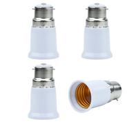 Intirilife B22 to E27 lamp base adapter in WHITE - 4x lamp adapter for converting from E27 lamp to B22 socket - set of 4 converters for lamp holders LED lamps incandescent lamps CFL lamps