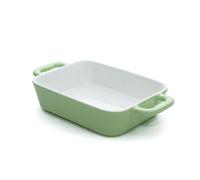 Intirilife casserole dish baking dish porcelain green -outside 27x 17x 4,5cm- inside 19x 14x 4cm -ceramic dish with handles for lasagne casseroles tiramisu- oven dish rectangular heat-resistant