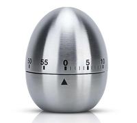 Intirilife Egg Timer in SILVER - Mechanical Stainless Steel Kitchen Timer in Egg Shape Up to 55 Minutes for Boiling Eggs and more - Cooking Baking Teeth Brushing Short Time Alarm for Children and more