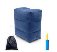 Intirilife Footrest Travel Stool Cushion in Blue - 46 x 28 x 47.5 cm - Foot Support Cushion Inflatable Foldable with bag and air pump for travelling 3 levels height adjustable for plane train car home