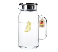 Intirilife Glass Carafe 1.3L- Heat-Resistant Water jug Made of Borosilicate Glass with Bamboo lid - BPA-Free, Dishwasher-Safe - Carafe for Water, Tea, Coffee, Juice & Infused Water, drip-Free, Narrow
