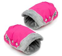 Intirilife Hand Warmer Gloves with Fleece for Buggy and pram in Pink - Universal Size Hand muff for one Hand Each (one Pair) Water-Repellent Windproof Breathable Weatherproof Bike Trailer Flannel