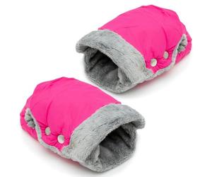 Intirilife Hand Warmer Gloves with Fleece for Buggy and pram in Pink - Universal Size Hand muff for one Hand Each (one Pair) Water-Repellent Windproof Breathable Weatherproof Bike Trailer Flannel