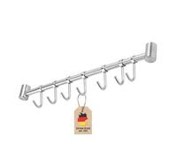 Intirilife hanging rail for the kitchen made of stainless steel with 7 movable hooks for drilling - 39.6 x 3.4 x 2.2 cm - kitchen railing hook rail holder kitchen utensils rod cup holder wall holder