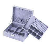 INTIRILIFE Jewellery Box with 2 Levels LILA - 23 x 13.5 x 9.5 cm - Lockable Jewellery Case Organiser for Storing Rings, Necklaces, Watches, Earrings and Bracelets - Travel Jewellery Box - Purple