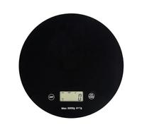 Intirilife Kitchen Scale, Digital Round Food Scale with LCD Display, in Black, made of Glass and ABS Plastic - Max. 5 Kg - 20 x 1.6 cm - Electronic Household Appliance, Batteries Included