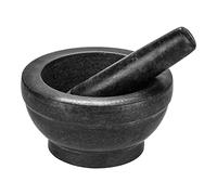 Intirilife Mortar with pestle made of natural stone granite - 6.3 inches diameter - For crushing spices, nuts, seeds, tablets