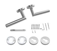 INTIRILIFE Silver Stainless Steel Door Handles for One Door - Modern Round Lever Handles with Key Lock - Ambidextrous - 130 x 54 x 60 mm