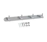INTIRILIFE Stainless steel coat rack Modell B - 4 Hooks - coat hook rack wall mount wall hook wardrobe in 5 different designs