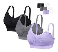 INTLMATE 3 Pack Women's Nursing Bra Seamless Wireless Night Sleep Nursing Maternity Bra Sleep Bralette with Removable Spill Prevention Pads and Bra Extenders