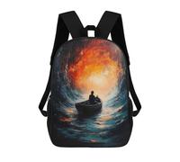 Into The Abyss Surreal Lone Boatman Backpack, 3D Printed School Bag, School Lunch Bag, Travel Backpack, Friends Backpack, School Backpack for Girls And Boys 17inch