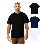 INTO THE AM Heavyweight T Shirts for Men S - 3XL Boxy Oversized 100% Cotton Thick Heavy Weight Tshirts Mens Tees, Black/Navy/White, Medium