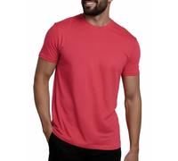 INTO THE AM Mens T Shirt - Short Sleeve Crew Neck Soft Fitted Tees S - 4XL Fresh Classic Basic Essential Tshirts, Red, Large