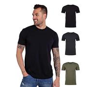 INTO THE AM Mens T Shirt - Short Sleeve Crew Neck Soft Fitted Tees S - 4XL Fresh Classic Tshirts, 3-Pack Black/Charcoal/Olive Green, XL