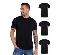 INTO THE AM Mens T Shirt - Short Sleeve Crew Neck Soft Fitted Tees S - 4XL Fresh Classic Tshirts, 3-Pack Black/Black/Black, S