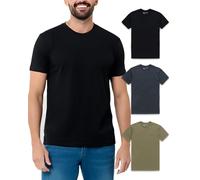 INTO THE AM Mens T Shirt - Short Sleeve Crew Neck Soft Fitted Tees S - 4XL Fresh Classic Tshirts, 3-Pack Black/Charcoal/Olive Green, Large