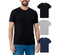INTO THE AM Mens T Shirt - Short Sleeve Crew Neck Soft Fitted Tees S - 4XL Fresh Classic Tshirts, 3-Pack Black/Grey/Navy, Large