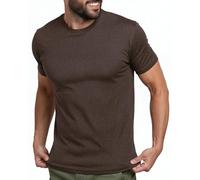 INTO THE AM Mens T Shirt - Short Sleeve Crew Neck Soft Fitted Tees S - 4XL Fresh Classic Tshirts, Brown, Large