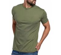 INTO THE AM Mens T Shirt - Short Sleeve Crew Neck Soft Fitted Tees S - 4XL Fresh Classic Tshirts, Olive Green, Large