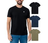 INTO The AM Mens T Shirt with Logo - Short Sleeve Crew Neck Soft Fitted Tees S - 4XL Fresh Classic Basic Tshirts, 3-Pack Black, Navy, and Olive Green, Large