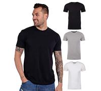 INTO THE AM Mens T Shirts - Short Sleeve Crew Neck Soft Fitted Tees S - 4XL Fresh Classic Tshirts, 3-pack Black/Grey/White, Medium