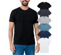 INTO THE AM Mens T Shirts Soft Cotton Blend Crew Neck Tee S - 4XL Athletic Fit Plain Casual T-Shirt for Men, 6-pack Black/Charcoal/Grey/Indigo/Navy/White, Medium