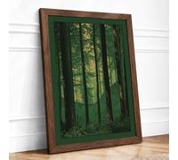 Into the Forest Light Scandinavian Framed Wall Art Print A1 (84.1×59.4cm) Walnut, Wall Decor for Living Room, Bedroom, Office & Home, Ready to Hang, Art Gift