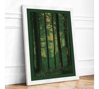 Into the Forest Light Scandinavian Framed Wall Art Print A3 (42×29.7cm) White, Wall Decor for Living Room, Bedroom, Office & Home, Ready to Hang, Art Gift