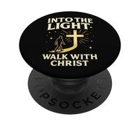 Into The Light Walk With Christ Christian Faith Cross Jesus PopSockets Adhesive PopGrip