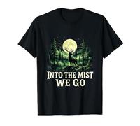 Into The Mist We Go Elk Forest Full Moon Nature Value Graphic T-Shirt, Men, Black, S