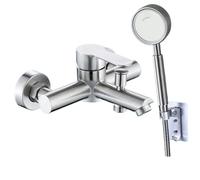 Into The Wall Water Mixing Valve Hidden Hot and Cold Shower Faucet Bathroom Faucet 304 Stainless Steel Bathtub for Shower (Silver Set)