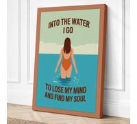 Into The Water I Go Coastal Canvas Wall Art Print 30x20 Inch | Ready to Hang, Gallery Wrapped, Fade-Resistant Inks, Securely Packaged, UK Made