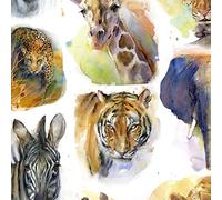 Into The Wild by John Keeling Safari Animals Cotton Print Fabric (Safari Animals, Half Metre)