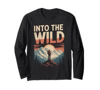 Into The Wild Hiking Mountain Explorer Adventure Retro Hiker Long Sleeve T-Shirt