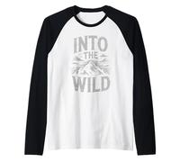 Into The Wild Mountain Nature Adventure Hiking Camping Hiker Raglan Baseball Tee