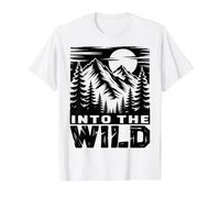 Into the Wild Mountain Wilderness Design Value Graphic T-Shirt, Men, White, XL