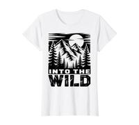 Into the Wild Mountain Wilderness Design Value Graphic T-Shirt, Women, White, S