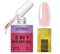 INTOBAS Gel Nail Builder Kit, 5 in 1 Builder Gel in a Bottle 15ml with Nail Forms 100 Pcs, Extension Nail Polish Nude Pink, Strengthening Base Rubber Professional Repair, Reinforcement,UV/LED