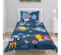 INTOMENG Car Beddings 135×200 for Kids Boys Single Quilt Cover Duvet Cover With Zip Fastening 3D Cars 100% Microfibre Bedding 135×200 Matching 1 Pillowcase 50×75cm 2 pcs Dark Blue